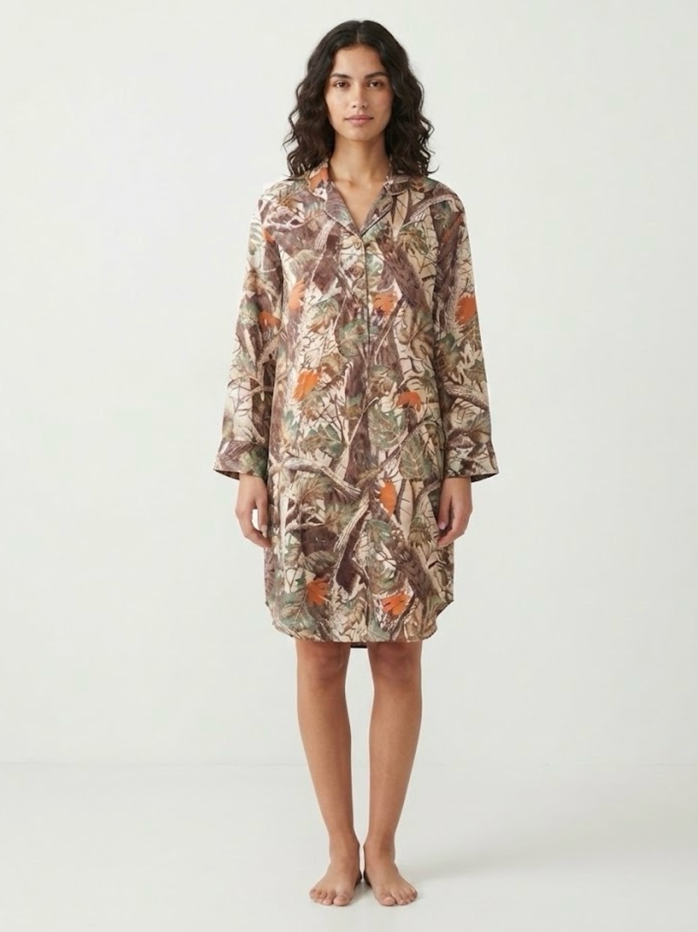 NWOT Cabela’s 100% Silk Seclusion 3D Camo Nightgown Sleep Shirt Grunge M